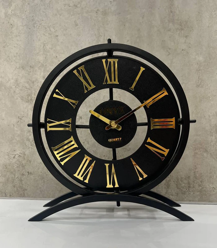 ساعت رومیزی مدل ژانت مشکی طلایی
