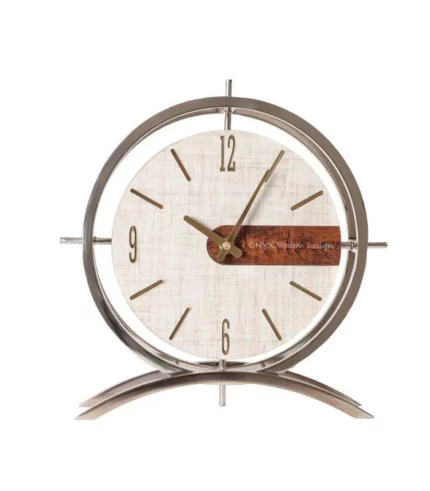 ساعت رومیزی مدل فلور طلایی کرم