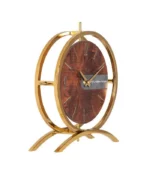 ساعت رومیزی مدل فلور طلایی چوبی