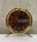 ساعت رومیزی مدل فلور طلایی چوبی