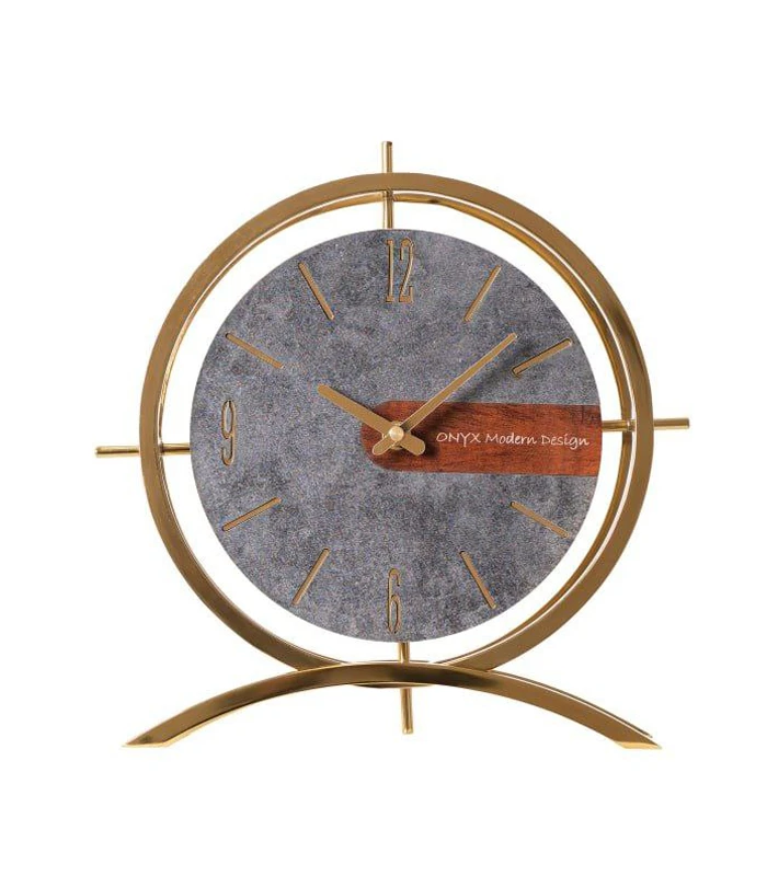 ساعت رومیزی مدل فلور طلایی طوسی ساعت رومیزی مدل فلور طلایی طوسی