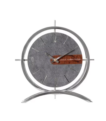 ساعت رومیزی مدل فلور نقره ای طوسی