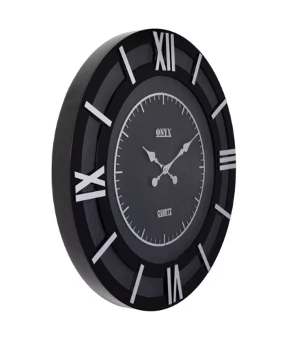 ساعت دیواری مدل مونیکا مشکی نقره ای